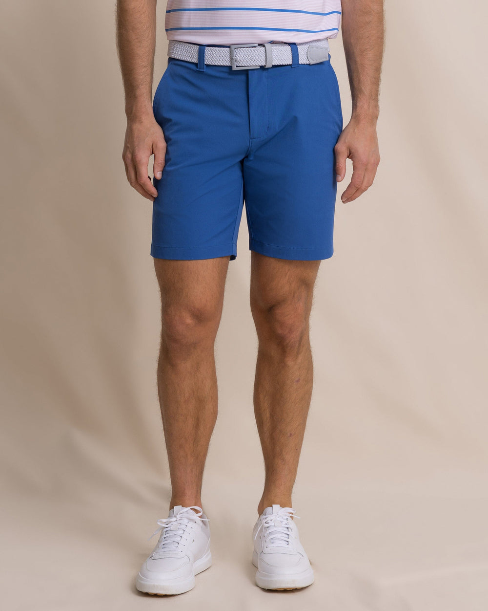 The front view of the Southern Tide Birdie 8" Coastal Breeze® Performance Short by Southern Tide - Nautical Blue