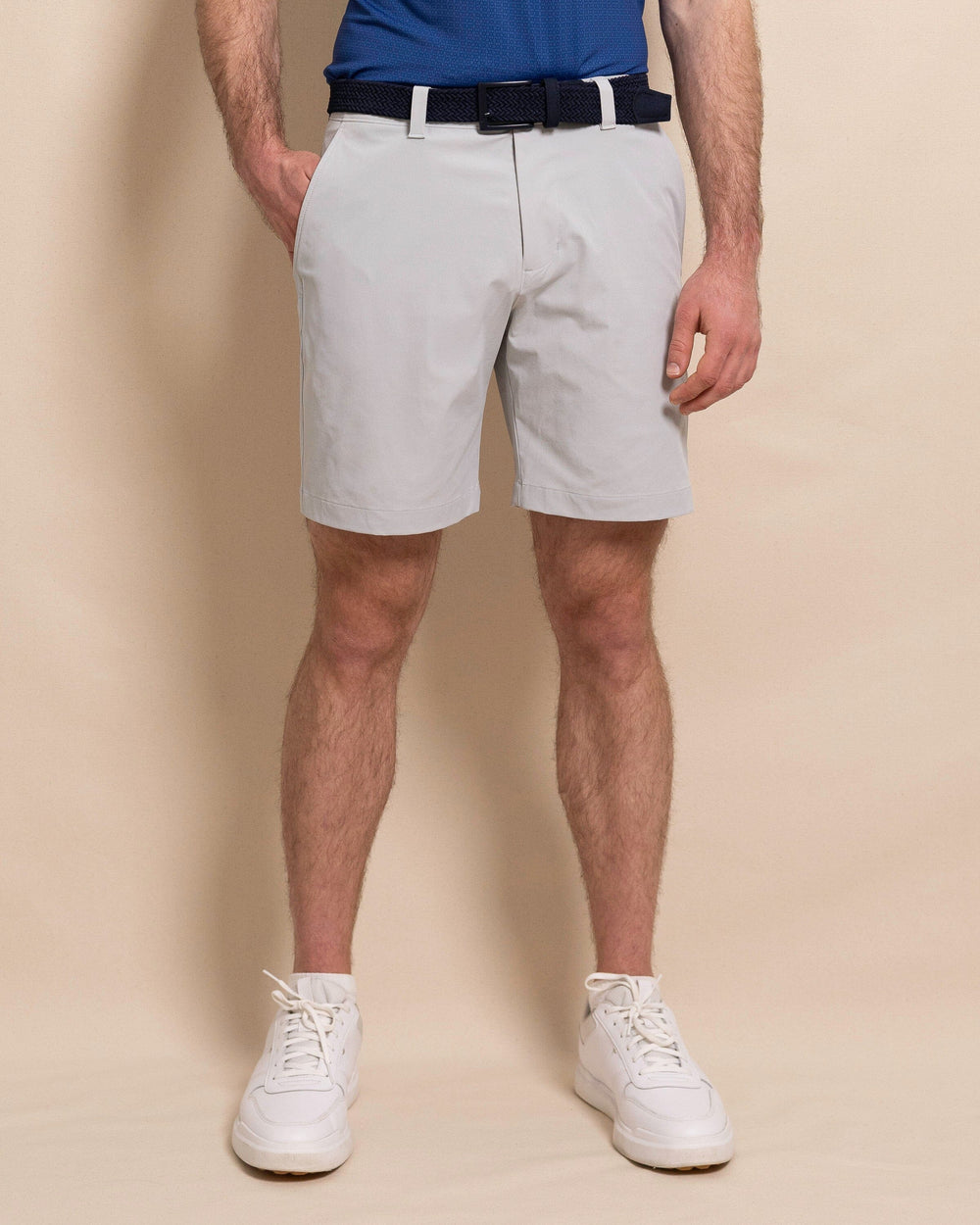 The front view of the Southern Tide Birdie 8" Coastal Breeze® Performance Short by Southern Tide - Seagull Grey