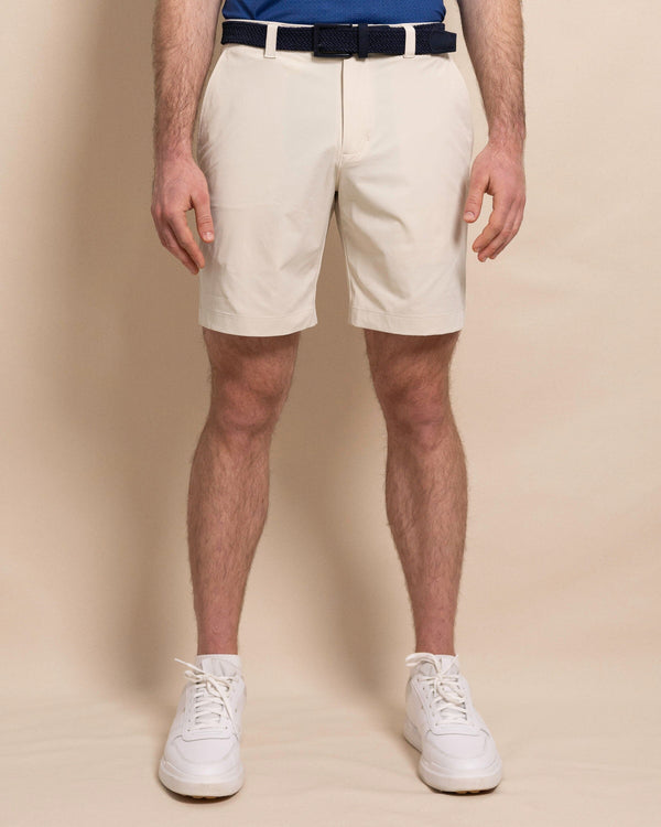 The front view of the Southern Tide Birdie 8" Coastal Breeze® Performance Short by Southern Tide - Stone