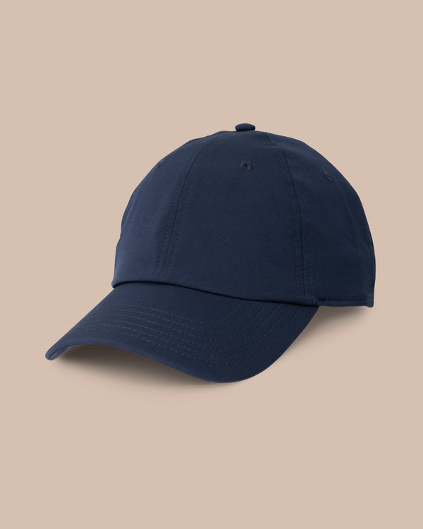 The front view of the Southern Tide Blank Performance Hat - Yacht Blue