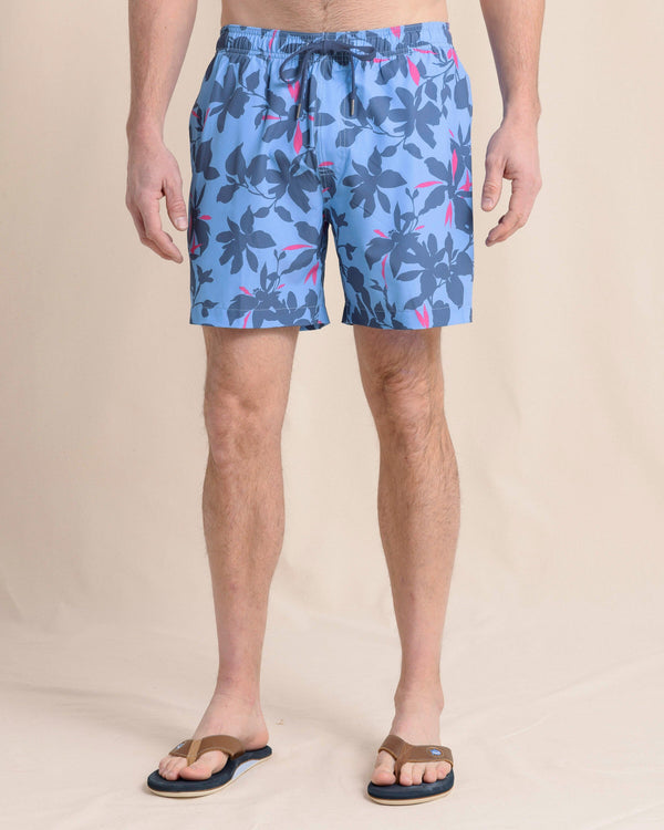 The front view of the Southern Tide Blossom Bay Swim Trunk by Southern Tide - Boat Blue