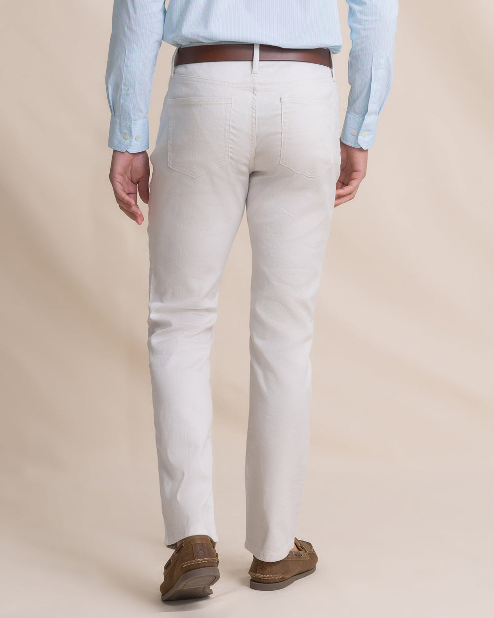 The back view of the Southern Tide Bluewater Five Pocket Pant by Southern Tide - Stone