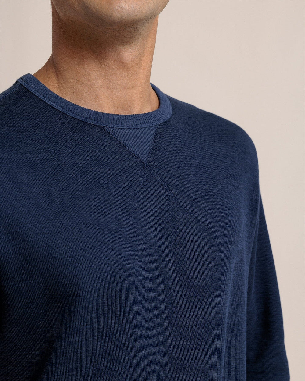 The detail view of the Southern Tide Bluffton Crewneck by Southern Tide - Dress Blue