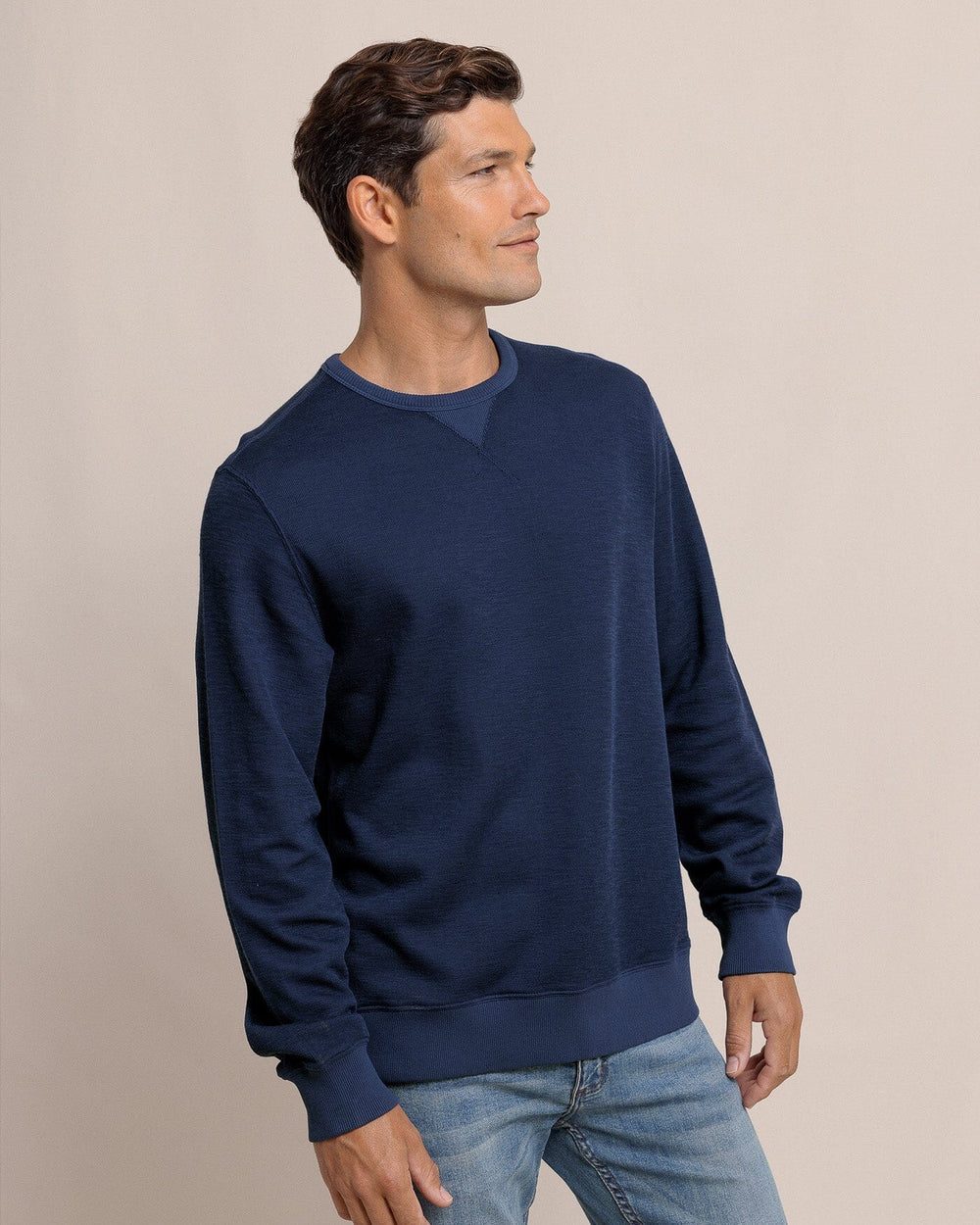 The side view of the Southern Tide Bluffton Crewneck by Southern Tide - Dress Blue