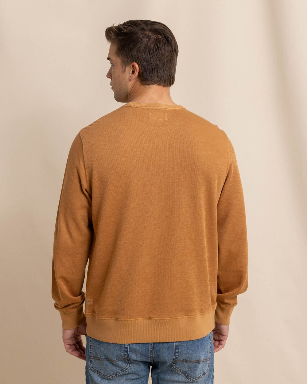 The back view of the Southern Tide Bluffton Crew Neck by Southern Tide - Hazelnut Khaki