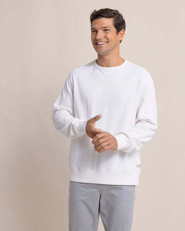 The front view of the Southern Tide Bluffton Crewneck by Southern Tide - Sand White