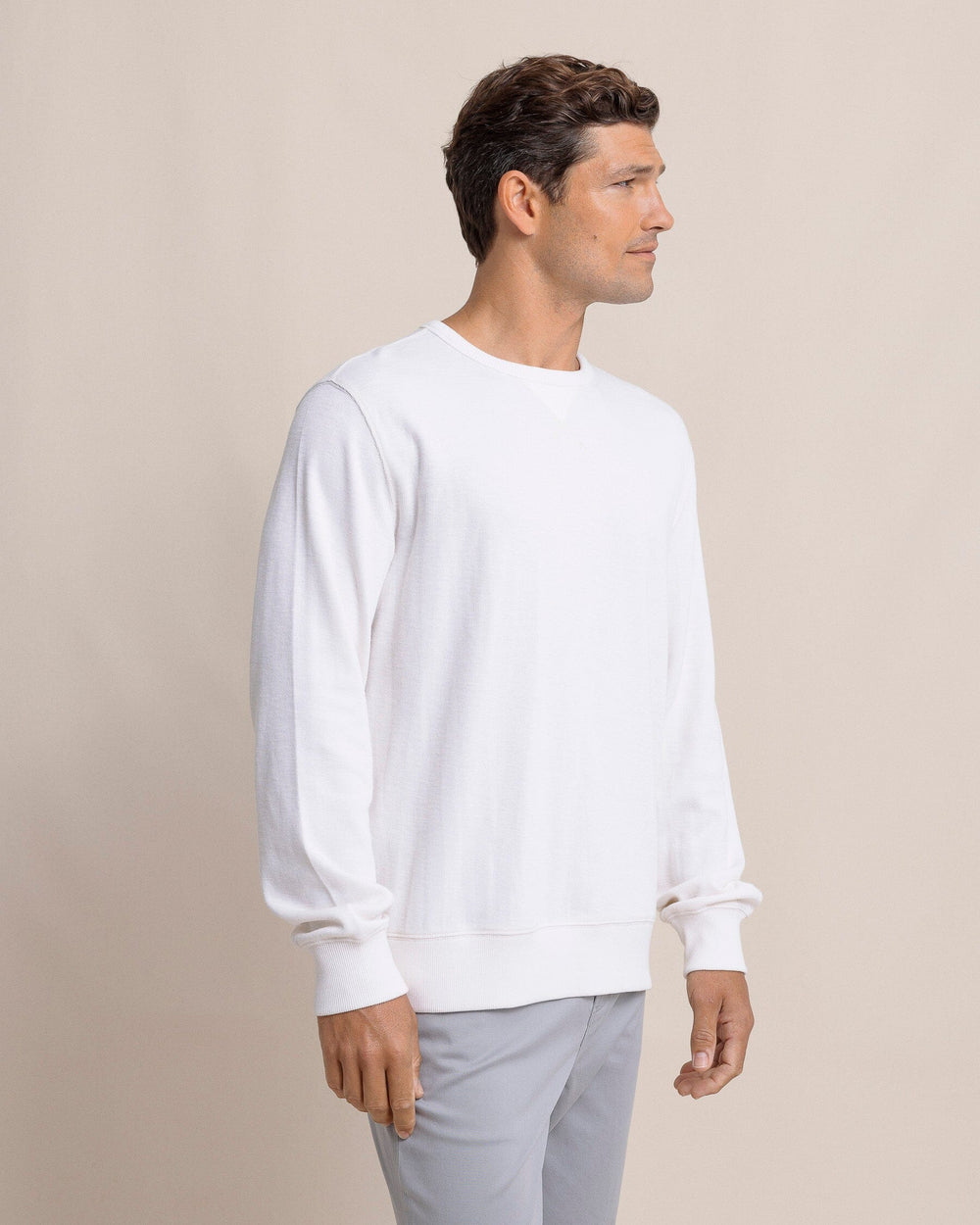 The front view of the Southern Tide Bluffton Crewneck by Southern Tide - Sand White