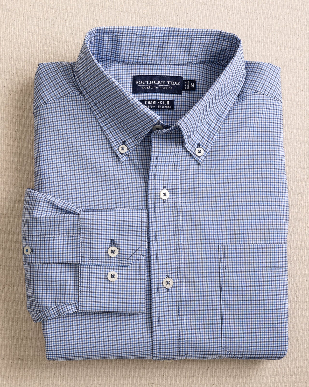 The front view of the Southern Tide Bowry brrr°® Intercoastal Sport Shirt by Southern Tide - Seven Seas Blue