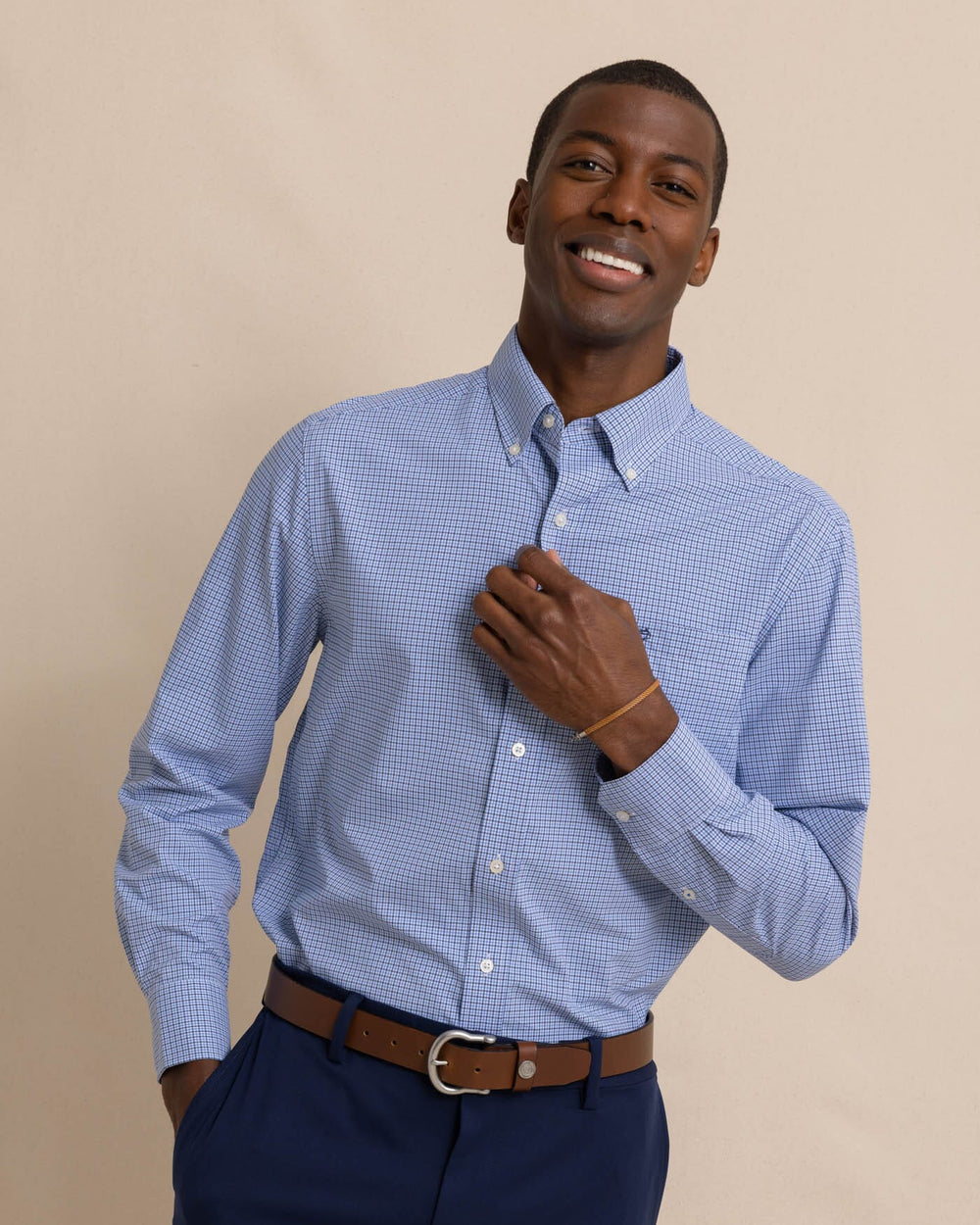 Chemise boutonnée homme Southern Tide rose moyen bleu coton manches Chemise boutonnée homme Southern Tide rose moyen bleu coton manches
