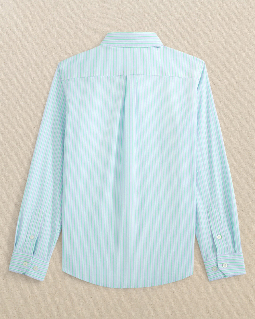 The back view of the Southern Tide Boys Amelia Island Stripe Charleston Sport Shirt by Southern Tide - Ocean Channel