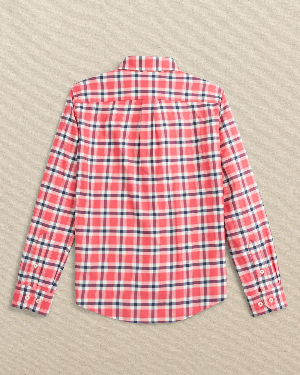 The back view of the Southern Tide Boys Beachrock Plaid Skipjack Sport Shirt by Southern Tide - Snapper