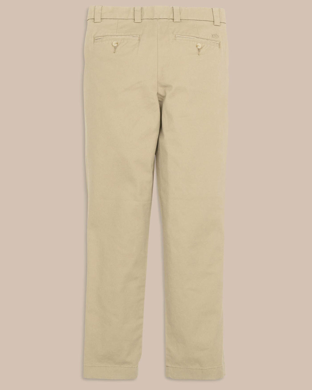 The back view of the Boys Channel Marker Pant by Southern Tide - Sandstone Khaki