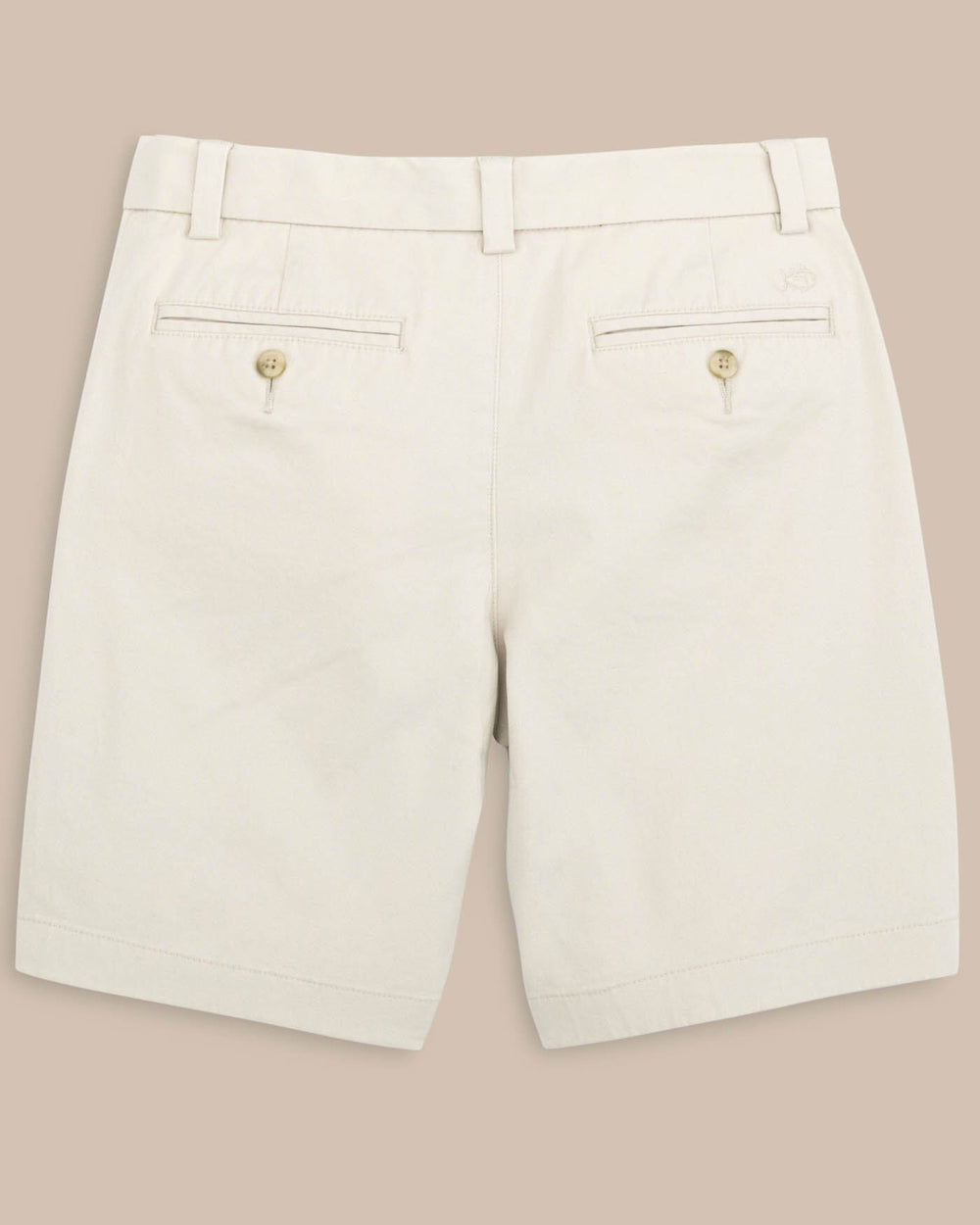 The back view of the Boys Channel Marker Short by Southern Tide - Light Khaki