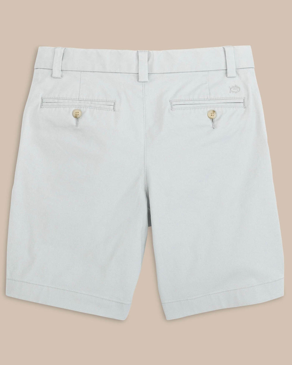 The back view of the Boys Channel Marker Short by Southern Tide - Seagull Grey