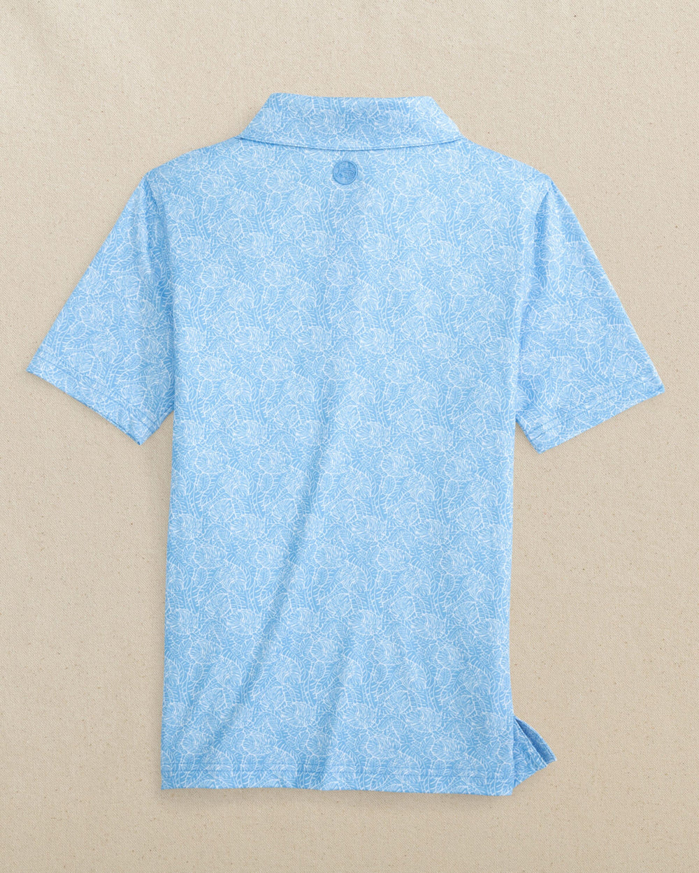 The back view of the Southern Tide Boys Driver Beach Palms Printed Performance Polo by Southern Tide - Ocean Channel