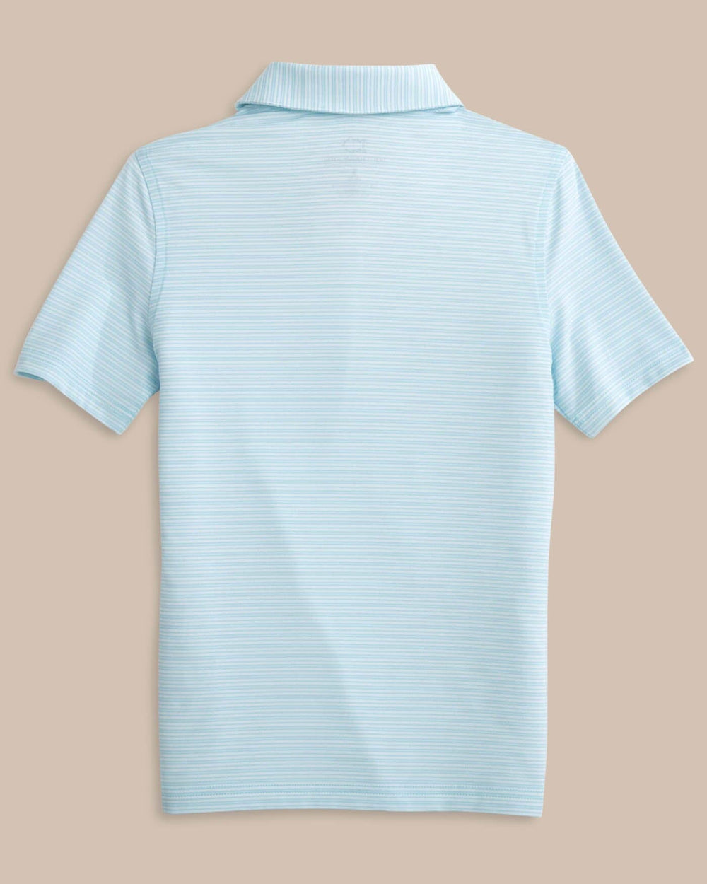 The back view of the Southern Tide Boys Driver Camden Stripe Performance Polo by Southern Tide - Dream Blue