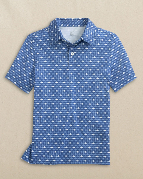 color fish polo Southern Tide Boys' Driver Printed Performance Blue (Size XL) 94% Recycled Polyester 6% Spandex The Best Lures for The navy and white Price COLOUR:TROPICAL THUNDER