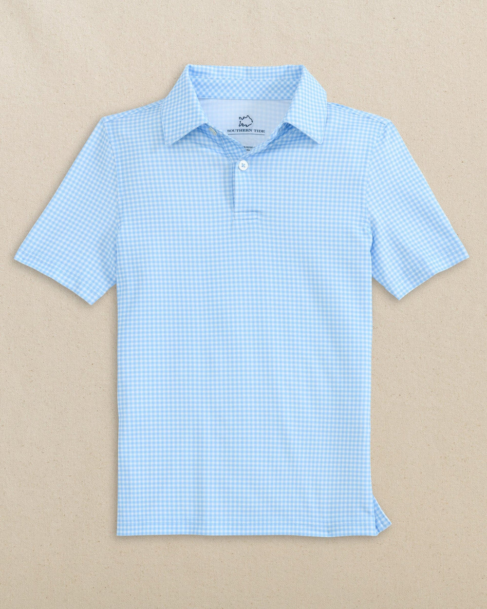 The front view of the Southern Tide Boys Driver Myrtle Bay Printed Performance Polo by Southern Tide - Ocean Channel