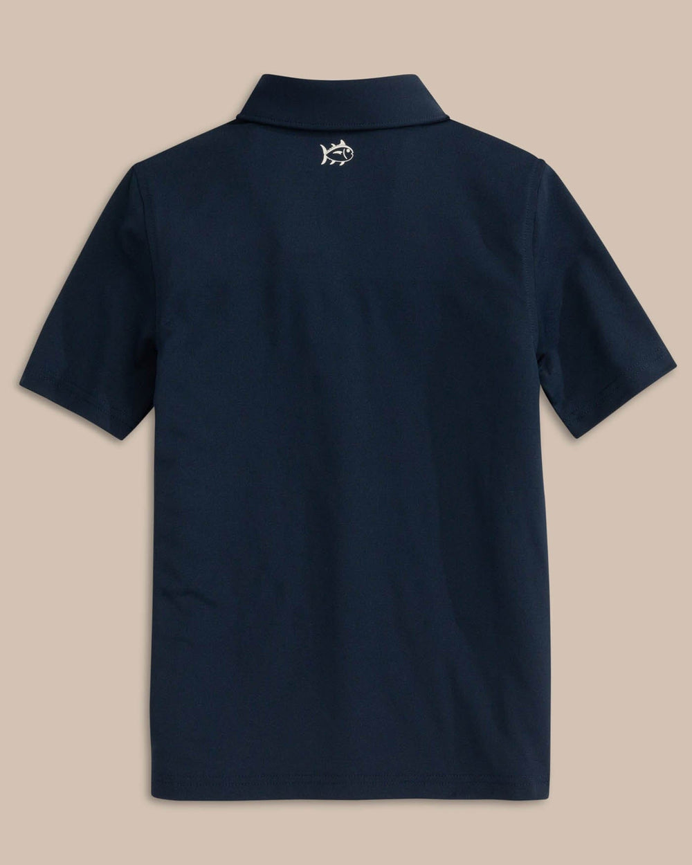 The back view of the Boys Driver Performance Polo Shirt by Southern Tide - True Navy