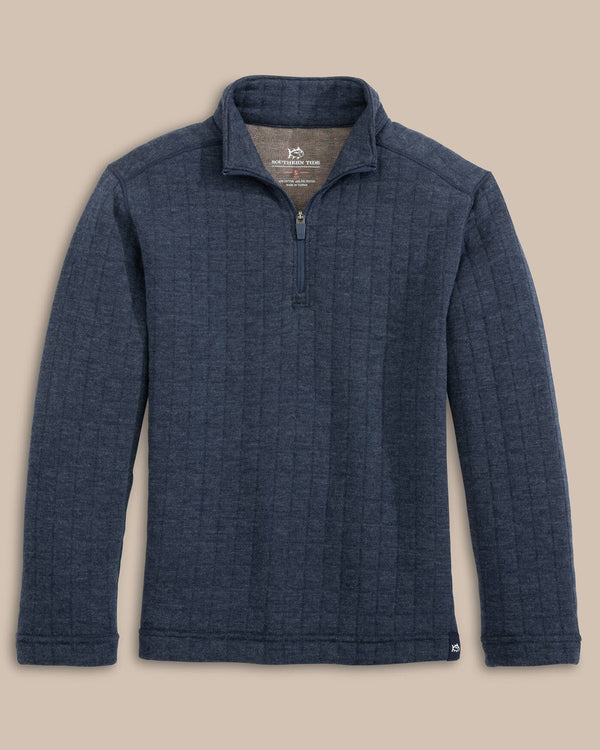 The front view of the Southern Tide Boys Fairwood Quarter Zip by Southern Tide - Dress Blue