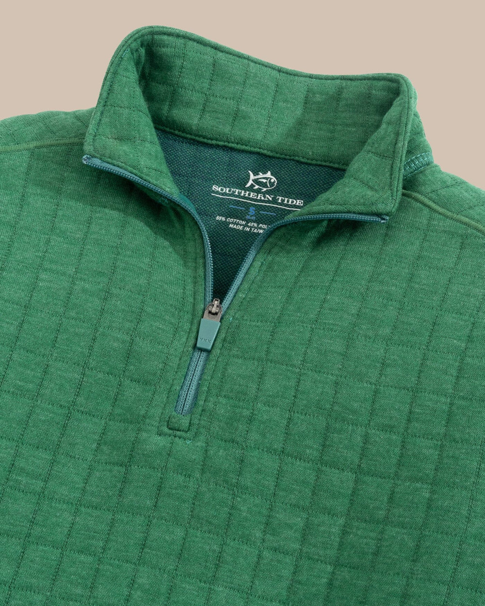 The detail view of the Southern Tide Boys Fairwood Quarter Zip by Southern Tide - Salt Meadow