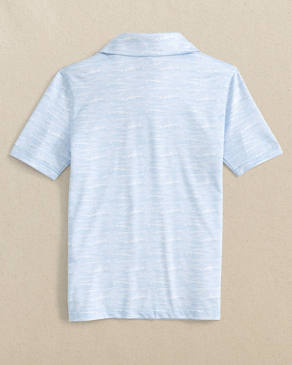 The back view of the Southern Tide Boys Get In Shipshape Printed Performance Polo by Southern Tide - Classic White