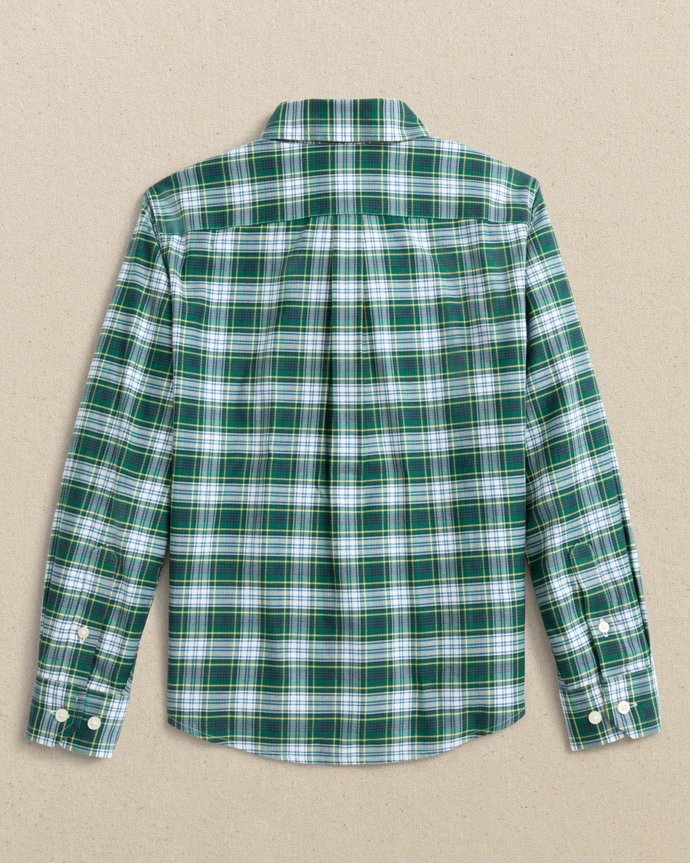 The back view of the Southern Tide Boys Gordon Tartan Skipjack Sport Shirt by Southern Tide - Salt Meadow