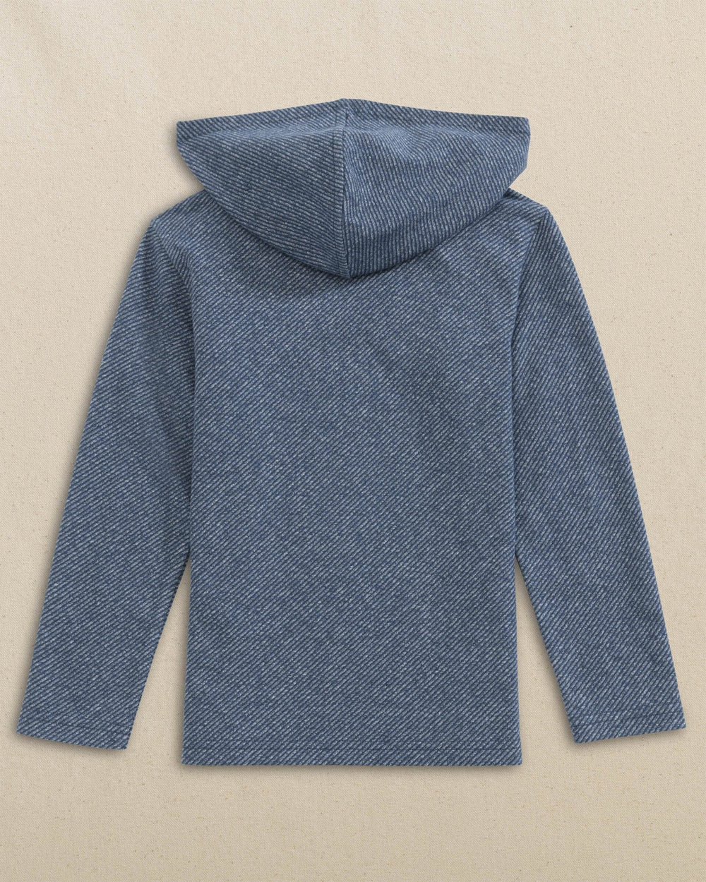 The back view of the Southern Tide Boys Heather Twill Hoodie by Southern Tide - Heather Dress Blue