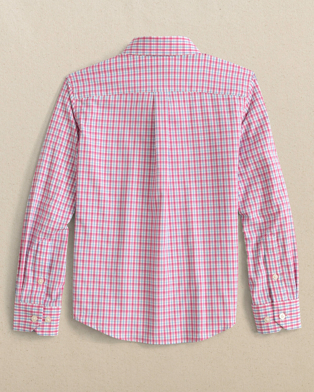 The back view of the Southern Tide Boys Intercoastal Broad Creek Sport Shirt by Southern Tide - Very Berry