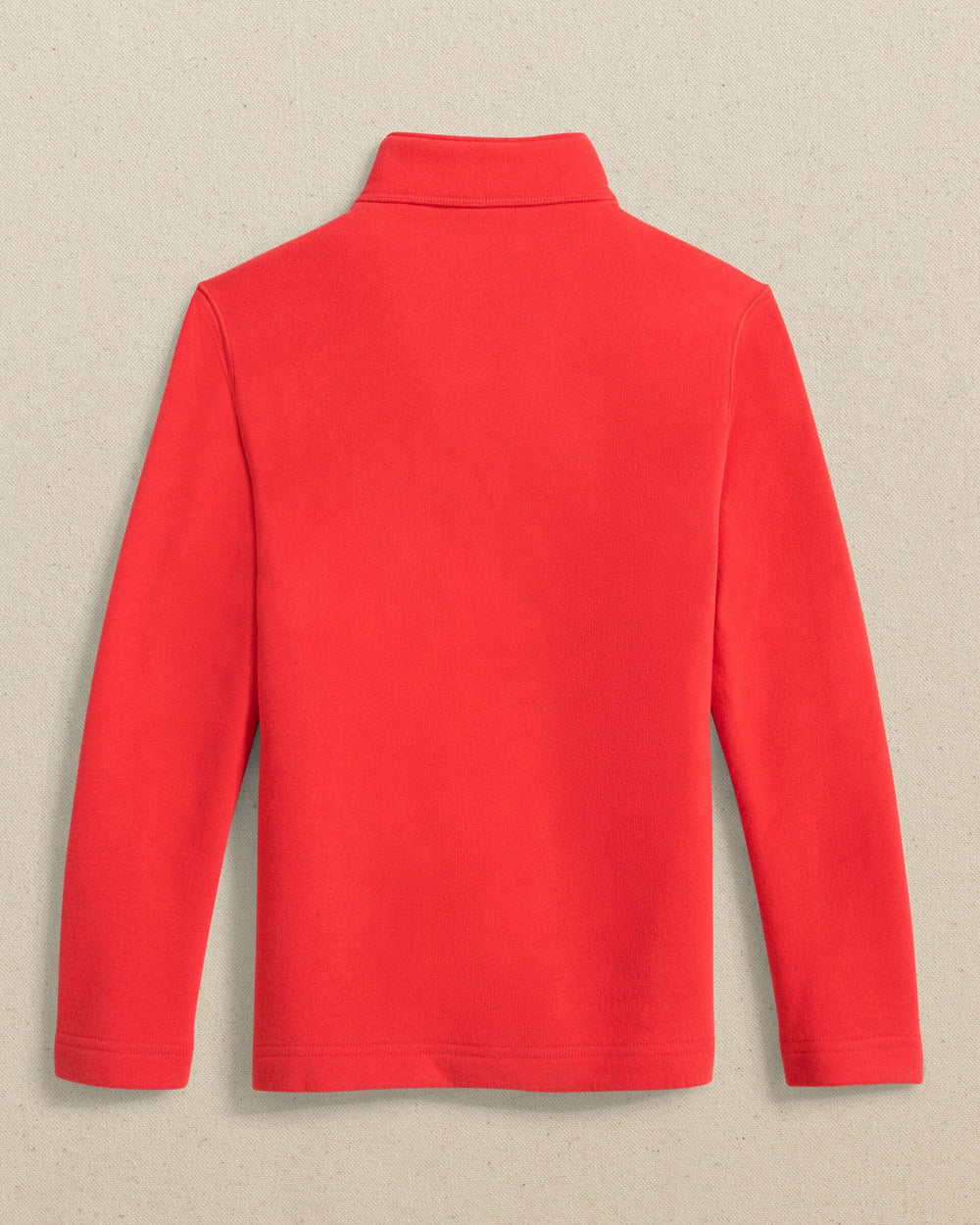 The back view of the Southern Tide Boys Millview Fleece Quarter Zip by Southern Tide - Crab Red