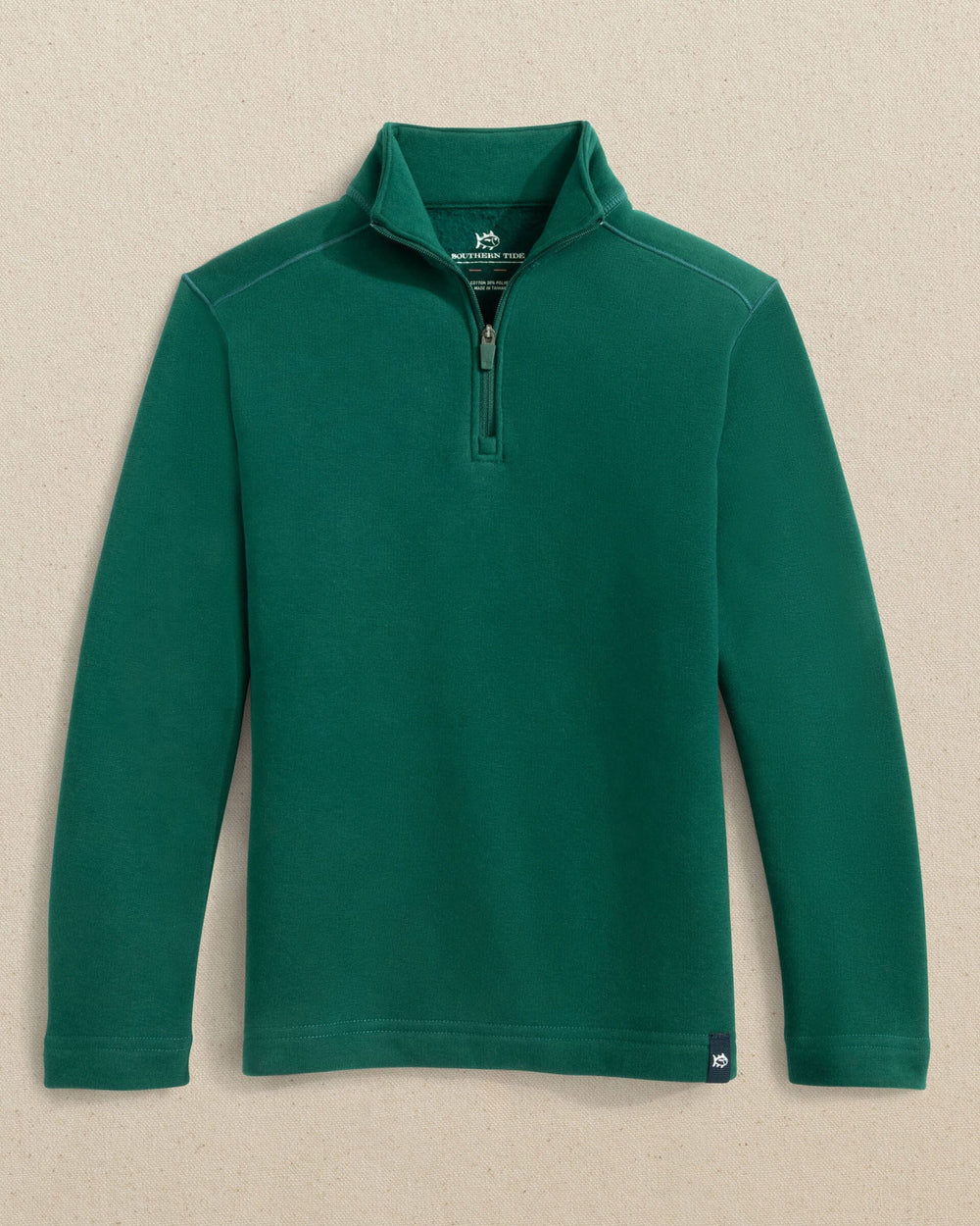 The front view of the Southern Tide Boys Millview Fleece Quarter Zip by Southern Tide - Salt Meadow