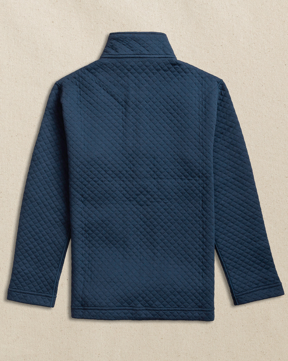 The back view of the Southern Tide Boys Oak Island Quarter Zip by Southern Tide - Dress Blue
