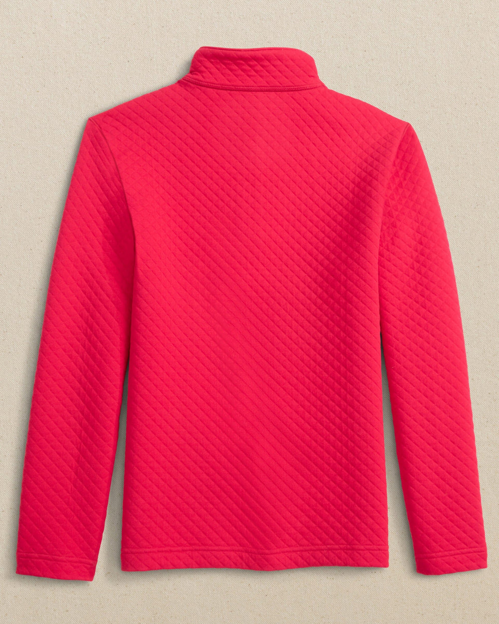 The back view of the Southern Tide Boys Oak Island Quarter Zip by Southern Tide - Grenadine Red