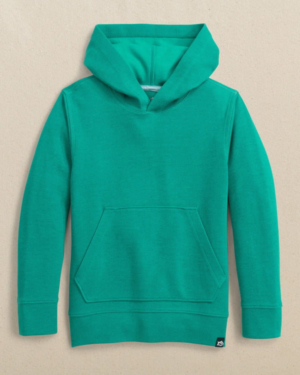 The front view of the Southern Tide Boys Pearl Cove Fleece Hoodie by Southern Tide - Spruce Shade