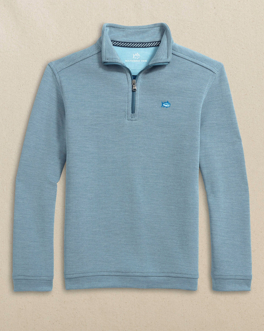 The front view of the Southern Tide Boys Sandy Cove Quarter Zip by Southern Tide - Nautical Blue
