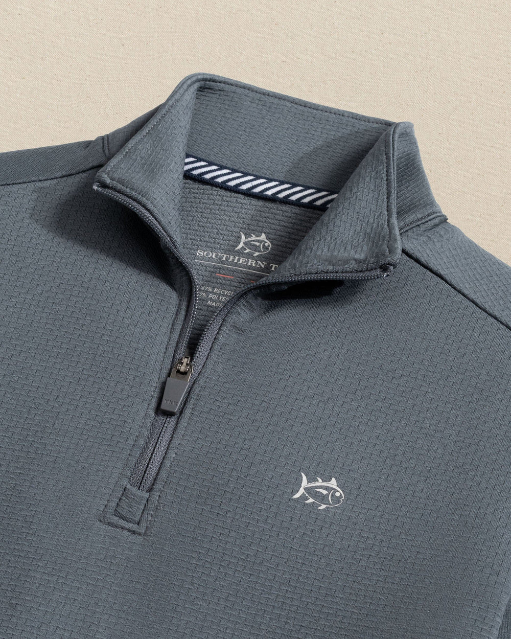 The detail view of the Southern Tide Boys Schooner Quarter Zip by Southern Tide - Perfect Storm