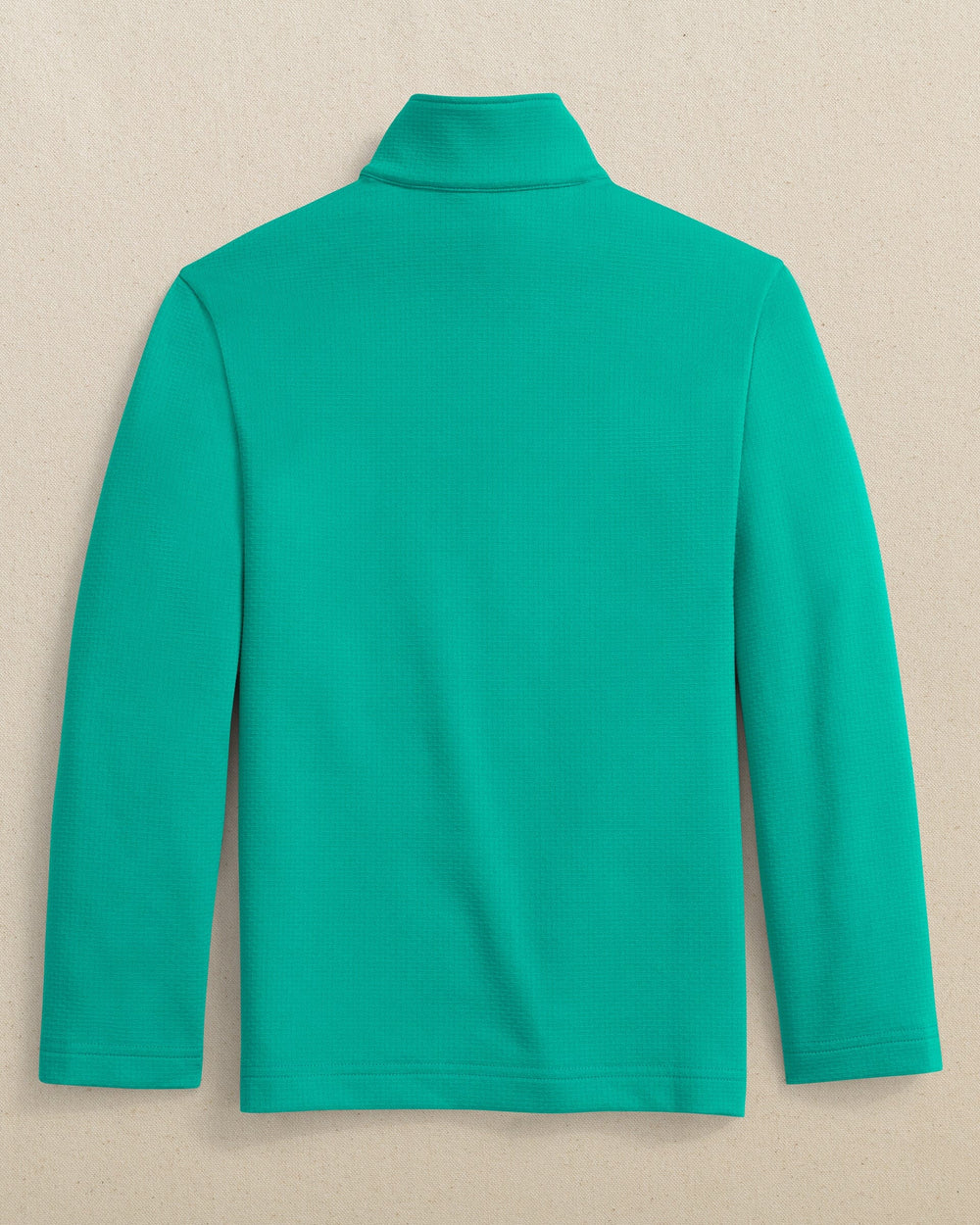 The back view of the Southern Tide Boys Schooner Quarter Zip by Southern Tide - Spruce Shade