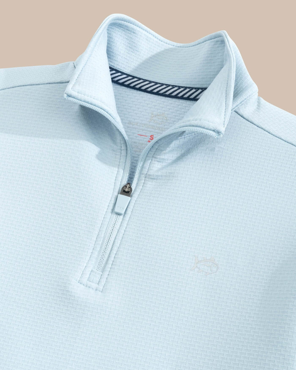 The detail view of the Southern Tide Boys Schooner Quarter Zip by Southern Tide - Triumph Blue