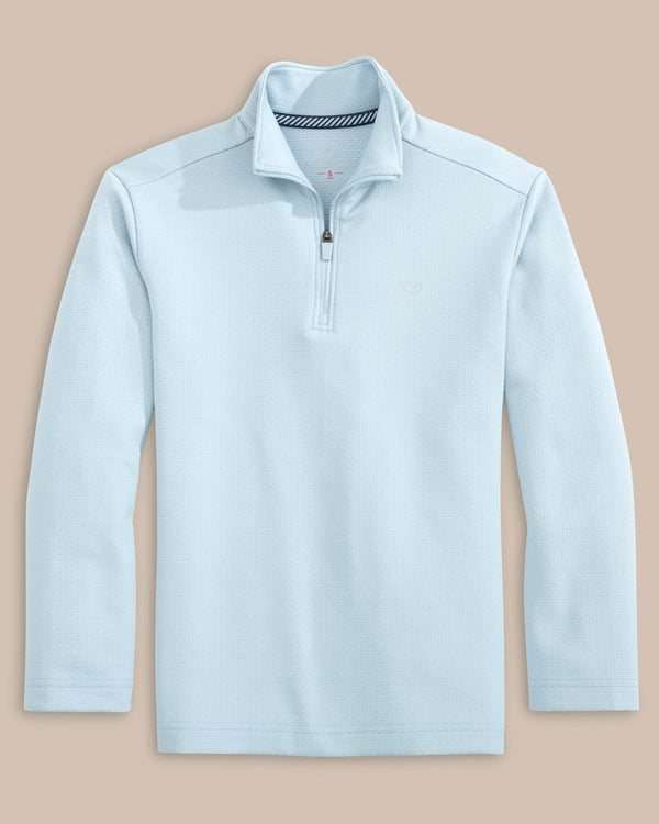 The front view of the Southern Tide Boys Schooner Quarter Zip by Southern Tide - Triumph Blue