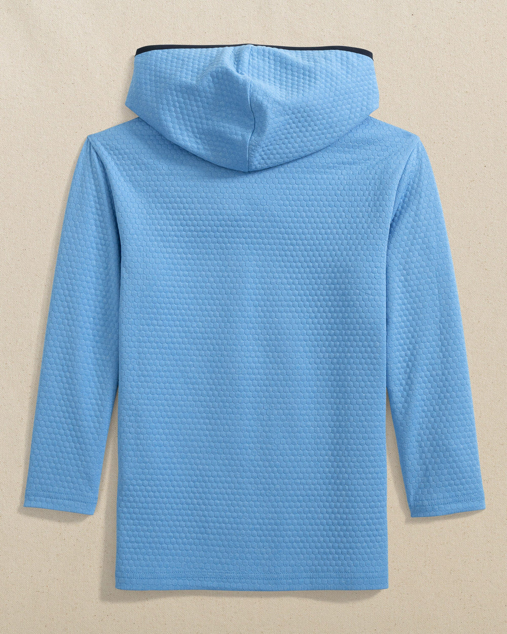 The back view of the Southern Tide Boys Scuttle Hoodie by Southern Tide - Heather Boat Blue