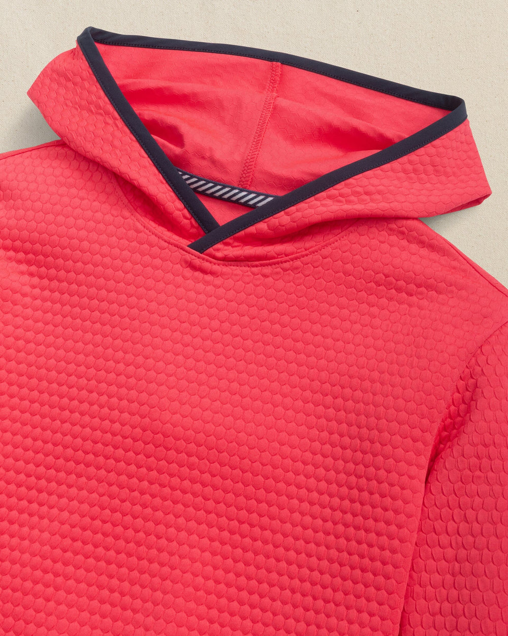 The detail view of the Southern Tide Boys Scuttle Hoodie by Southern Tide - Heather Snapper