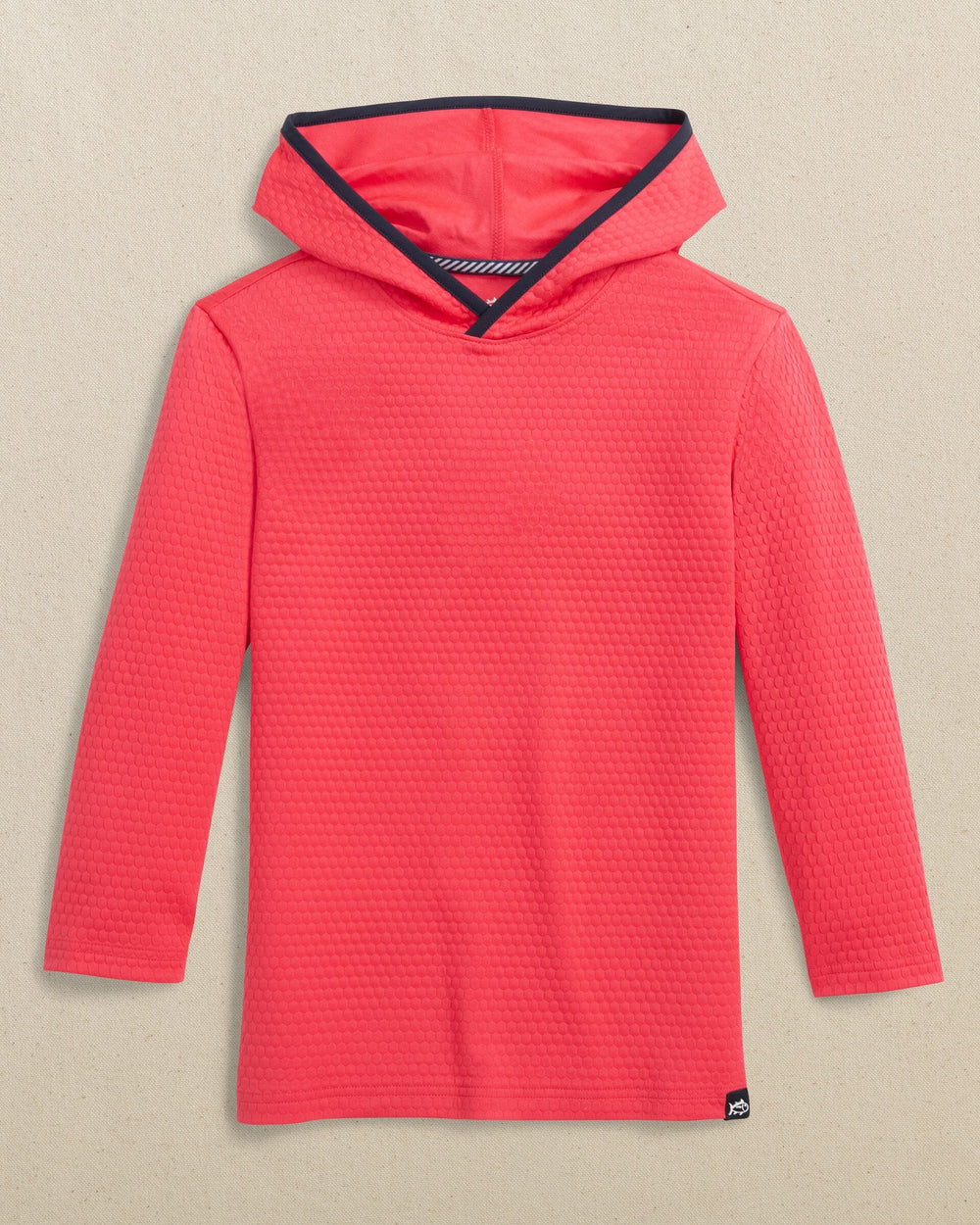 The front view of the Southern Tide Boys Scuttle Hoodie by Southern Tide - Heather Snapper