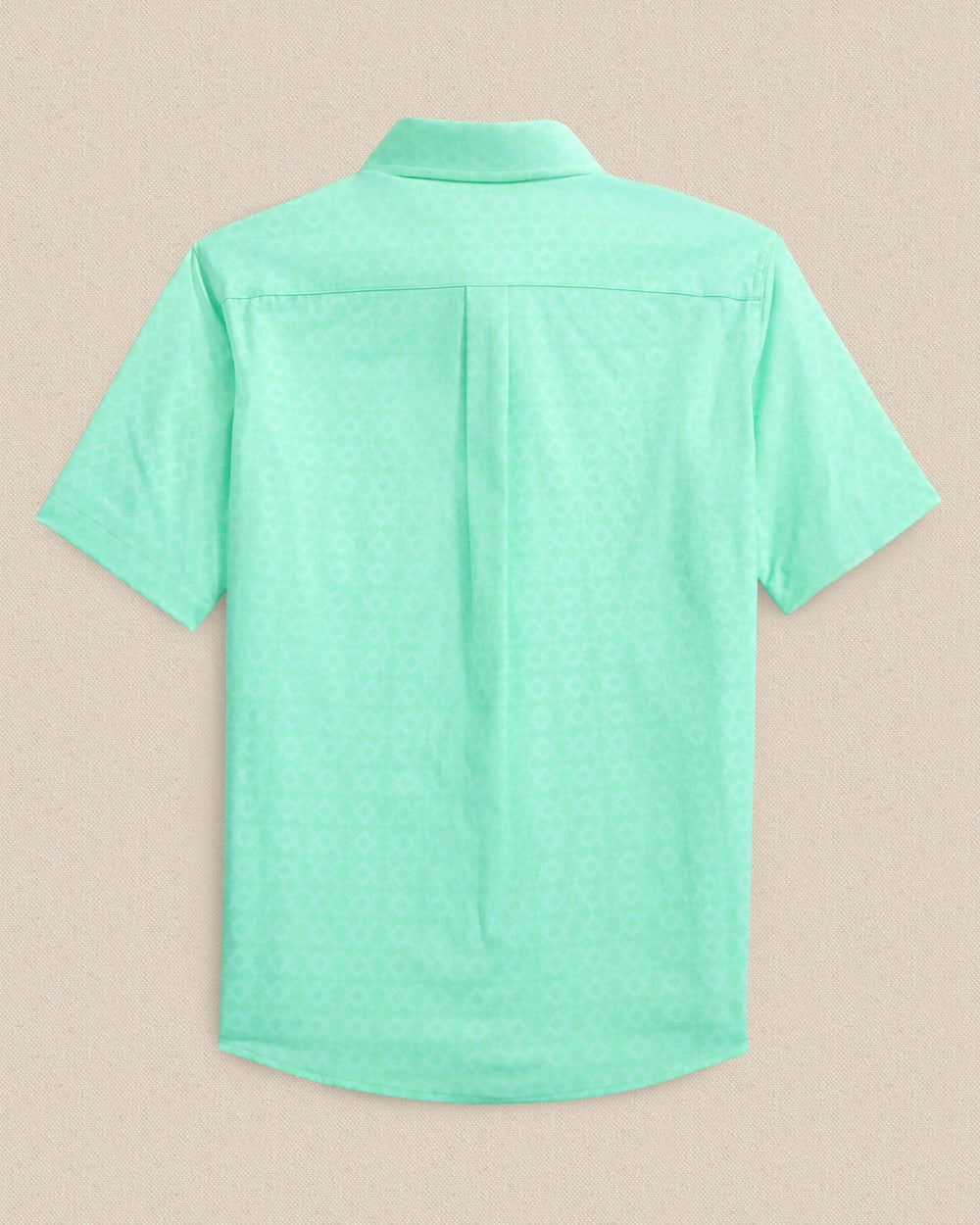 The back view of the Southern Tide Boys Seaside Geo Coastal Breeze® Short Sleeve Sport Shirt by Southern Tide - Gulf Shores