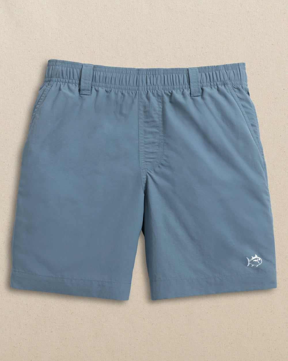 The front view of the Southern Tide Boys Shoreline Active Short by Southern Tide - Blue Haze