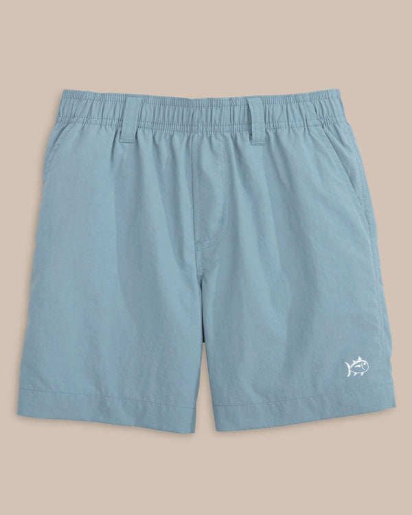 The front view of the Southern Tide Boys Shoreline Active Short by Southern Tide - Windward Blue