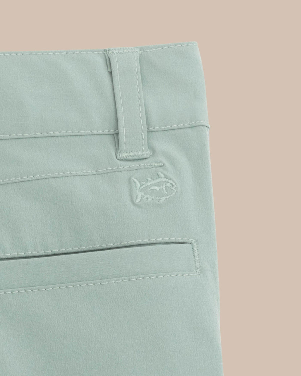 The detail view of the Southern Tide Boys T3 Gulf Short by Southern Tide - Green Surf