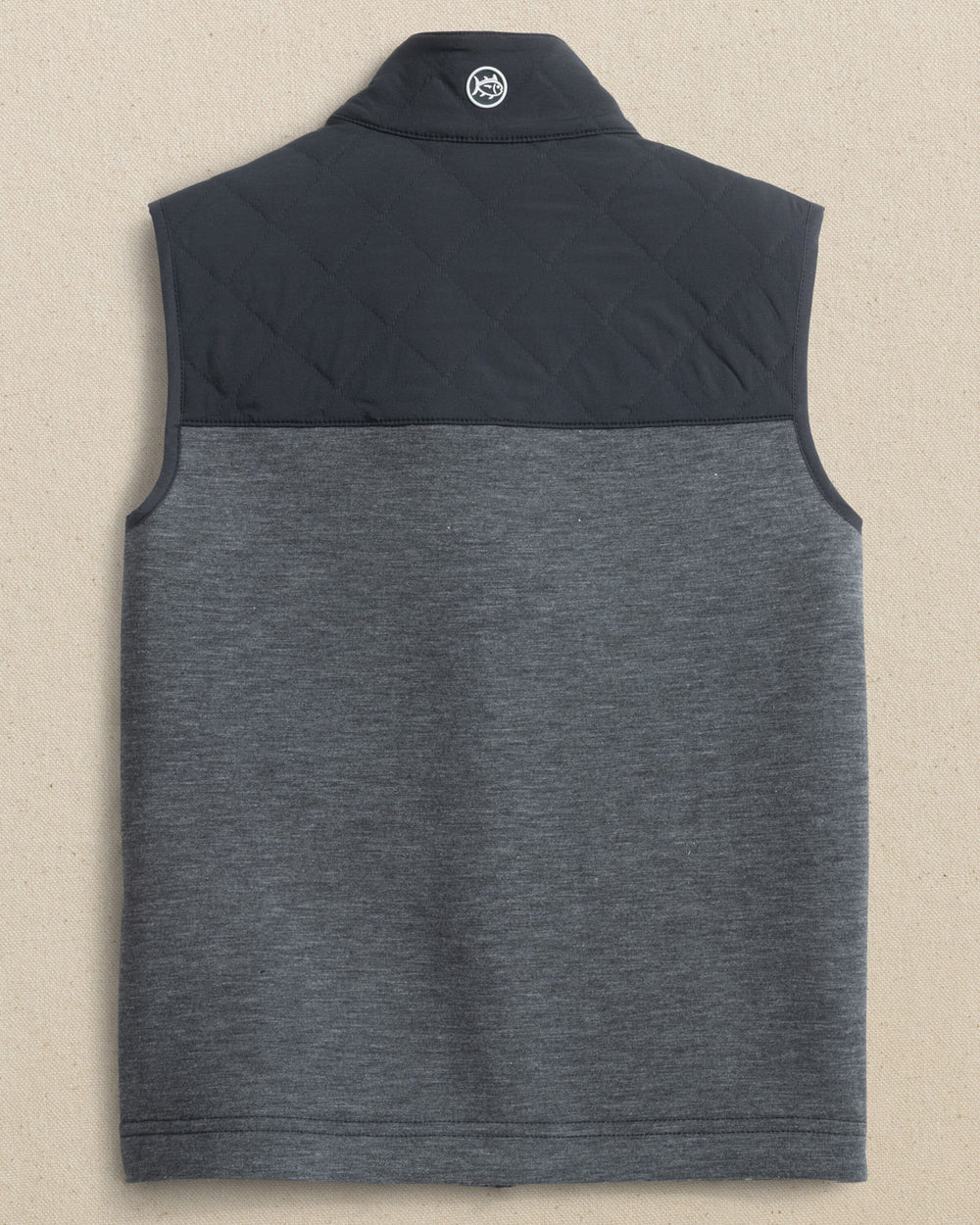 The back view of the Southern Tide Boys Waterfront Quilted Vest by Southern Tide - Caviar Black