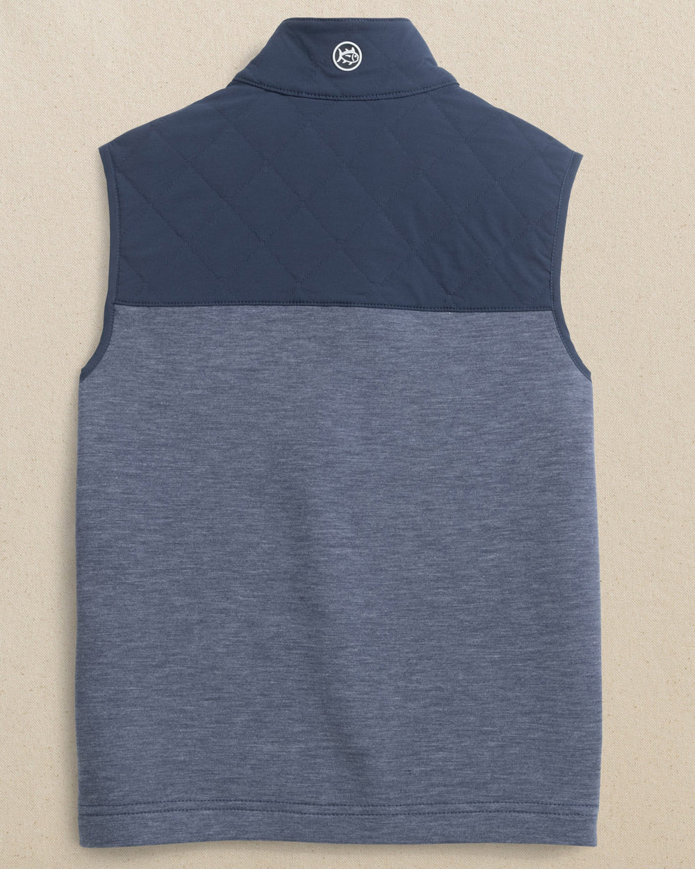 The back view of the Southern Tide Boys Waterfront Quilted Vest by Southern Tide - Dress Blue