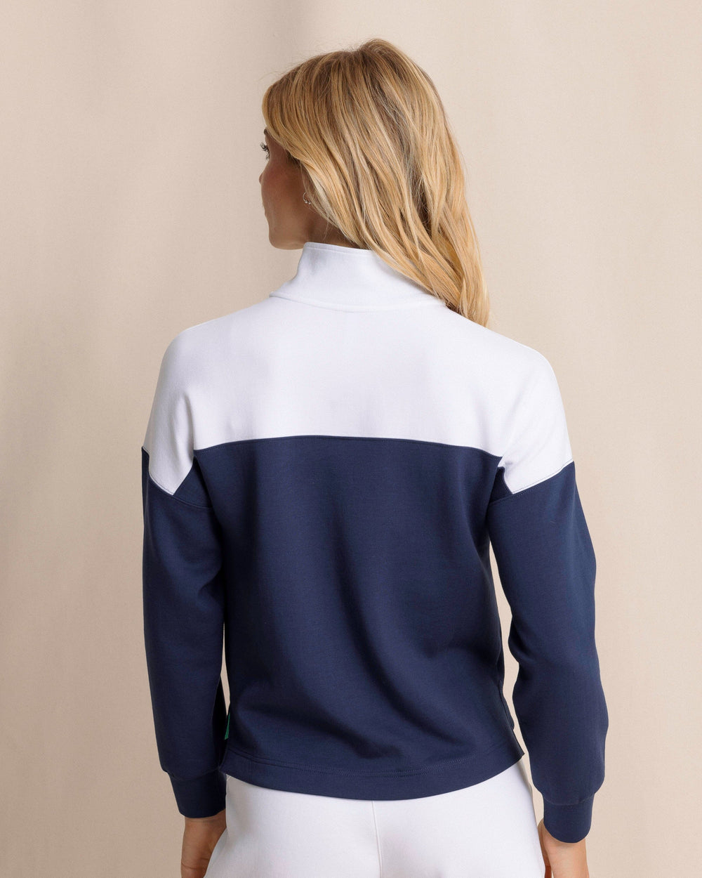 The back view of the Southern Tide Braylyn Zip Pullover by Southern Tide - Dress Blue