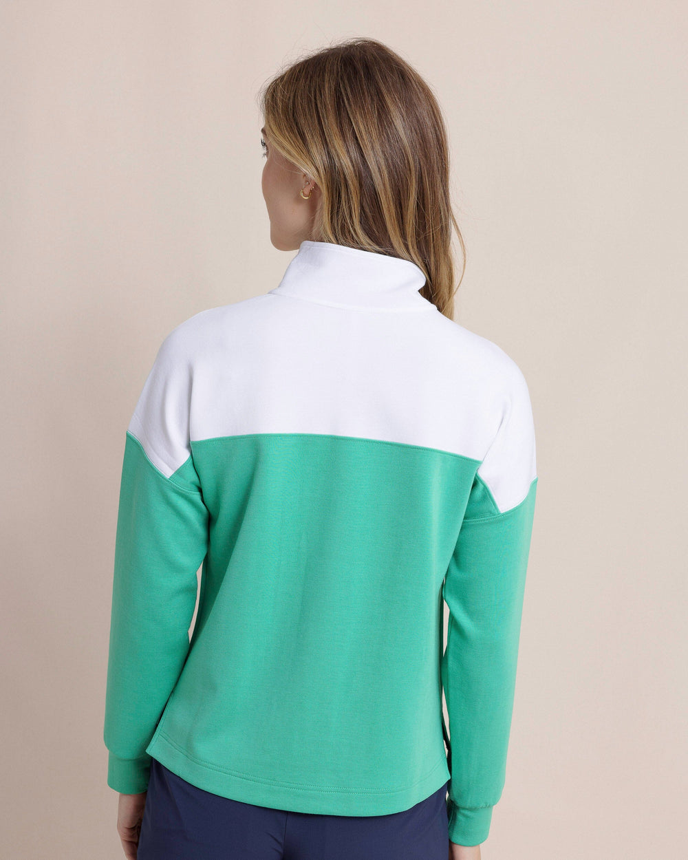 The back view of the Southern Tide Braylyn Zip Pullover by Southern Tide - Simply Green